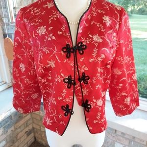 Vintage Sheri Martin Crop Satin  Jacket Frog Toggle 8